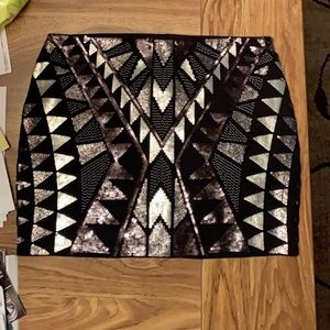 Express Aztec Sequin Skirt